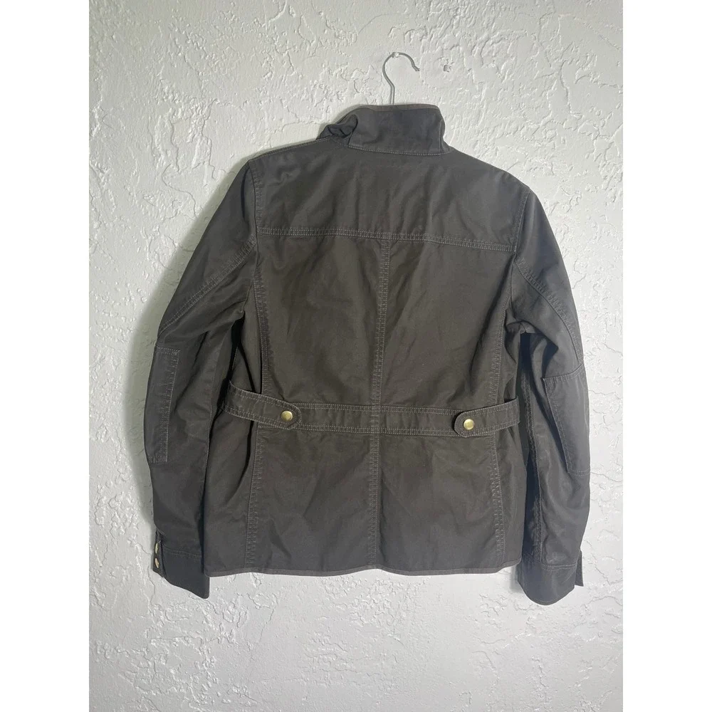 J.Crew Downtown Field Jacket XS Gray Utility Military Waxed Cotton Snap‎ Zip